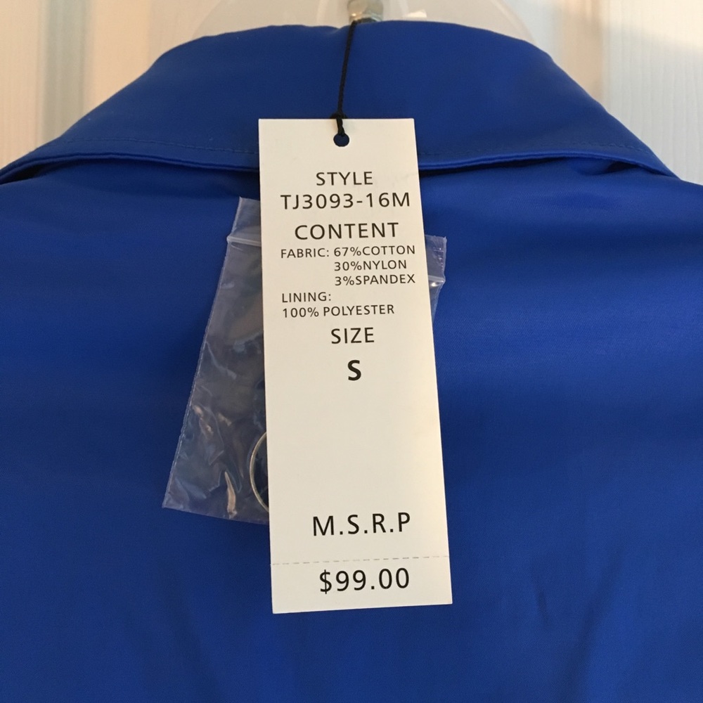 FOR CYNTHIA Blue Ruffle Rain Jacket - Small - Picture 5 of 8
